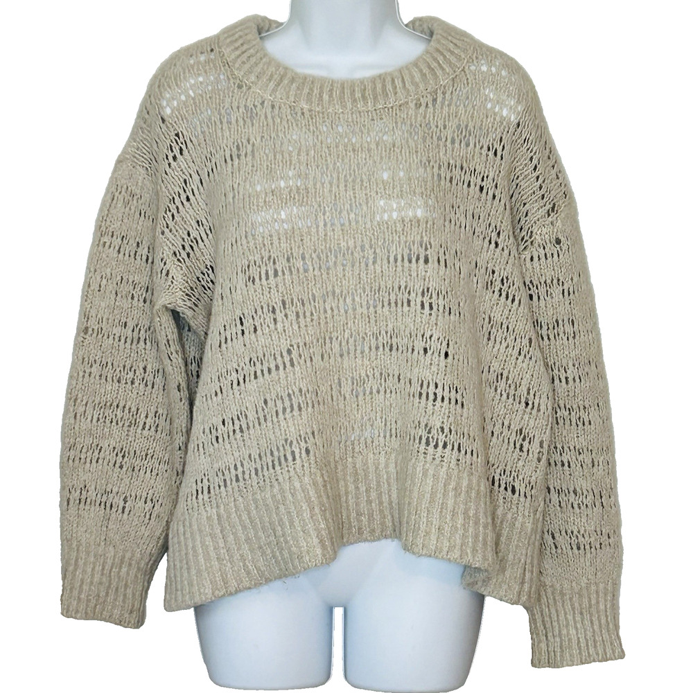 Rails Alpaca Sweater Size M Oat Open Knit Relaxed Boxy Soft Wool Blend